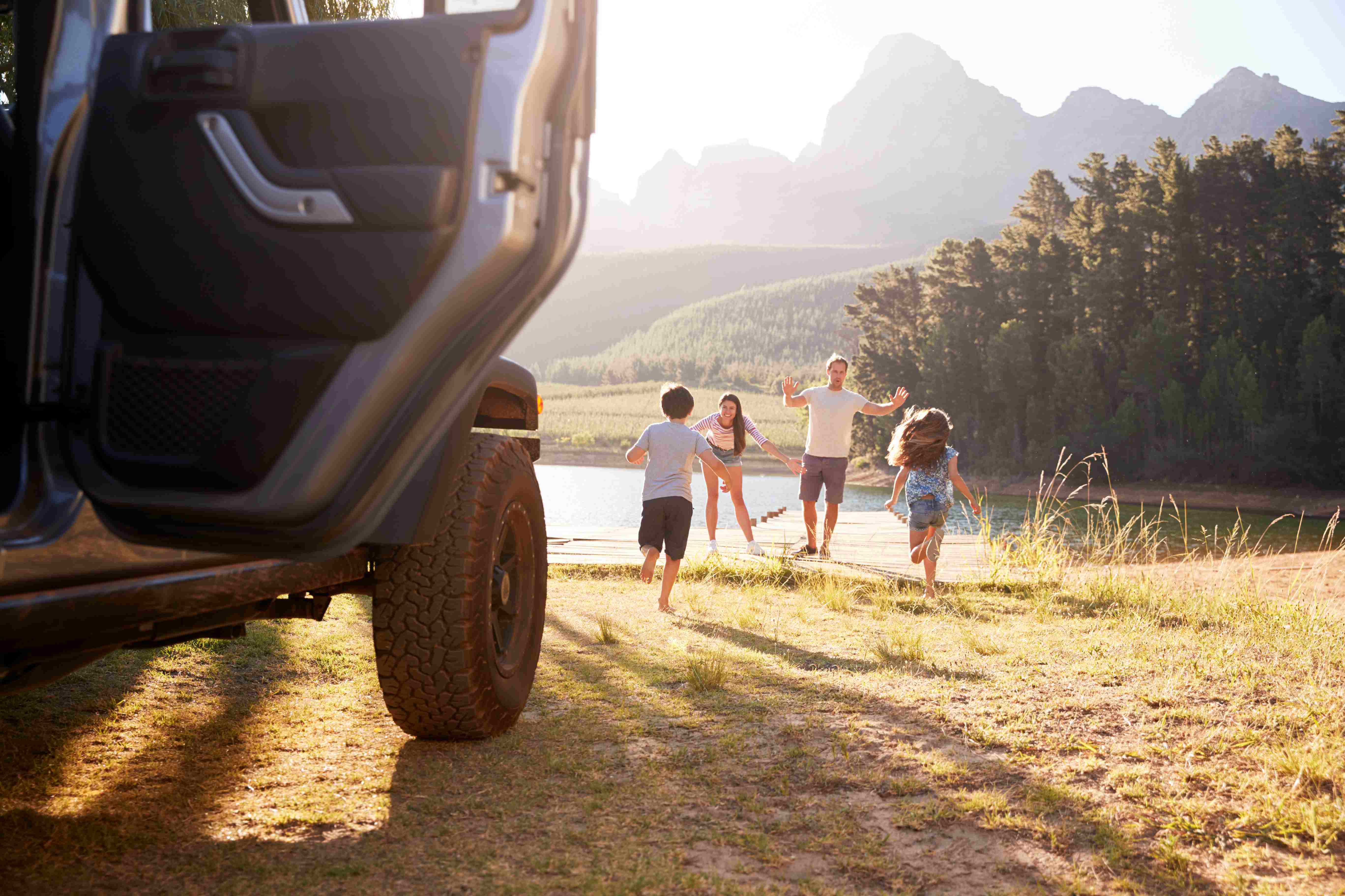 family enjoying a road trip together